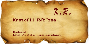 Kratofil Rózsa névjegykártya